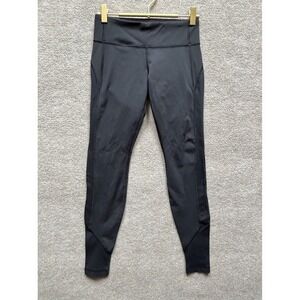 Lululemon Leggings Women 4 Black Ribbed Ankle 30" Low Rise Athleisure Yoga Run